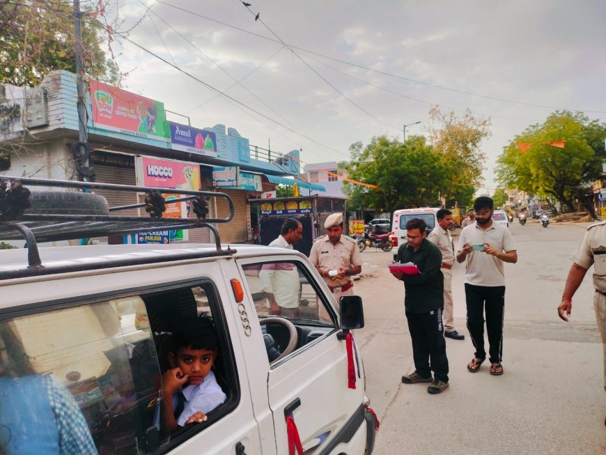 बाल वाहिनी वाहनों पर बड़ी कार्रवाई, 9 चालान और एक वैन सीज़